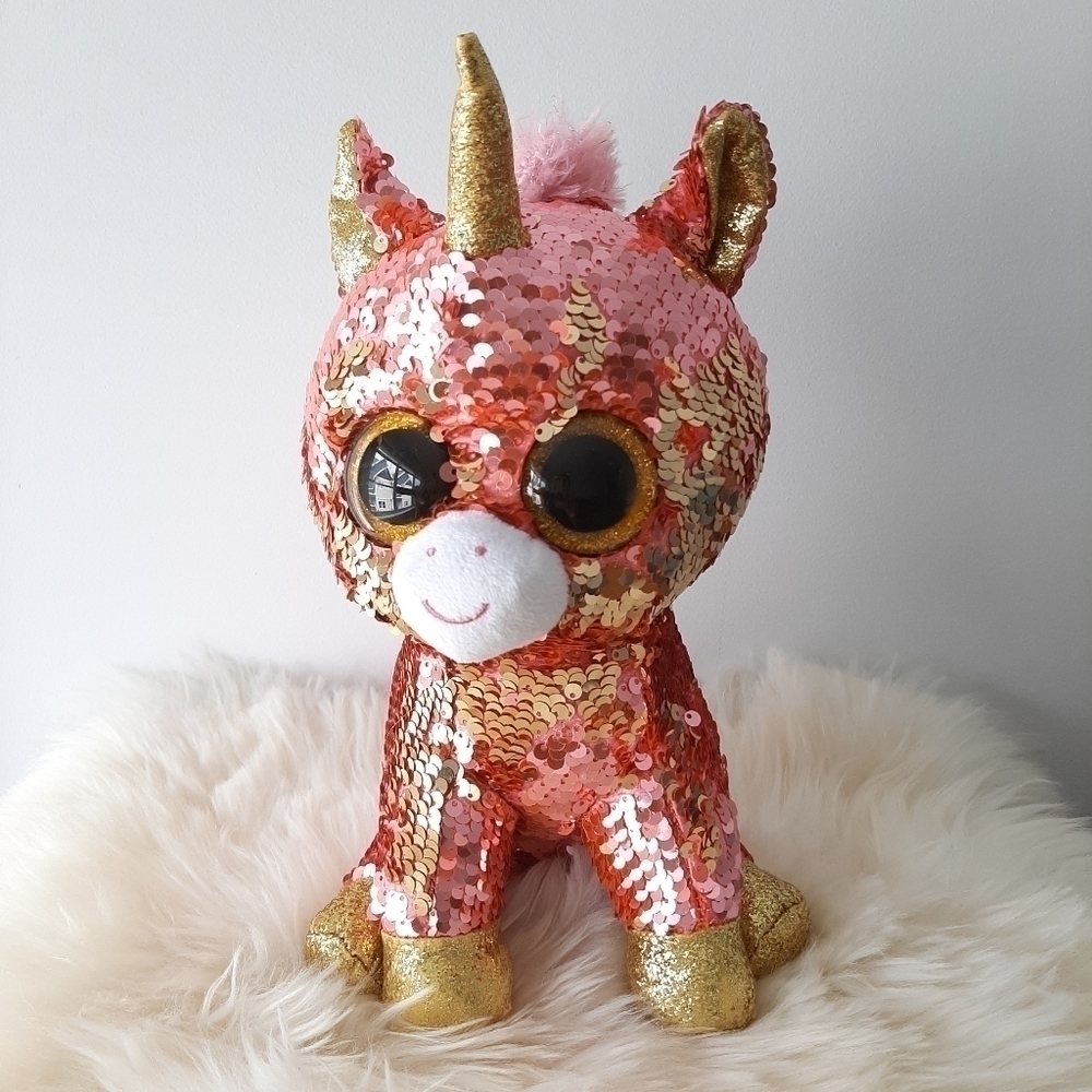 Ty Beanie Boo Flippables Sunset the Unicorn Plush Toy 10"